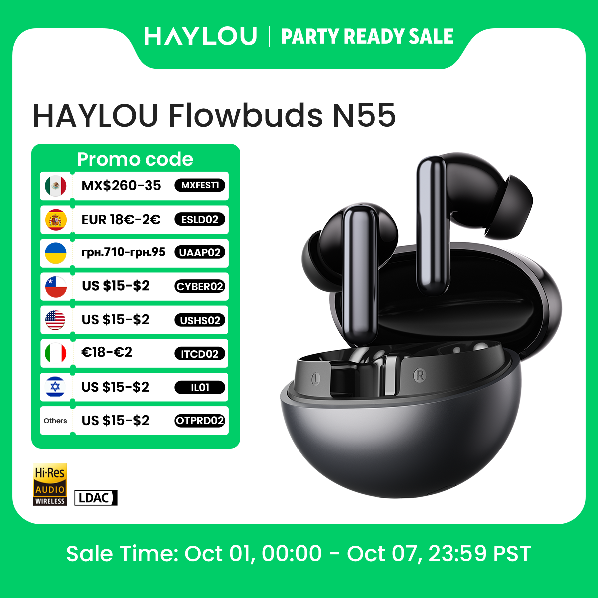 Type C Wired Earphones With Mic - HAYLOU Flowbuds N55 Wireless Earbuds 54dB