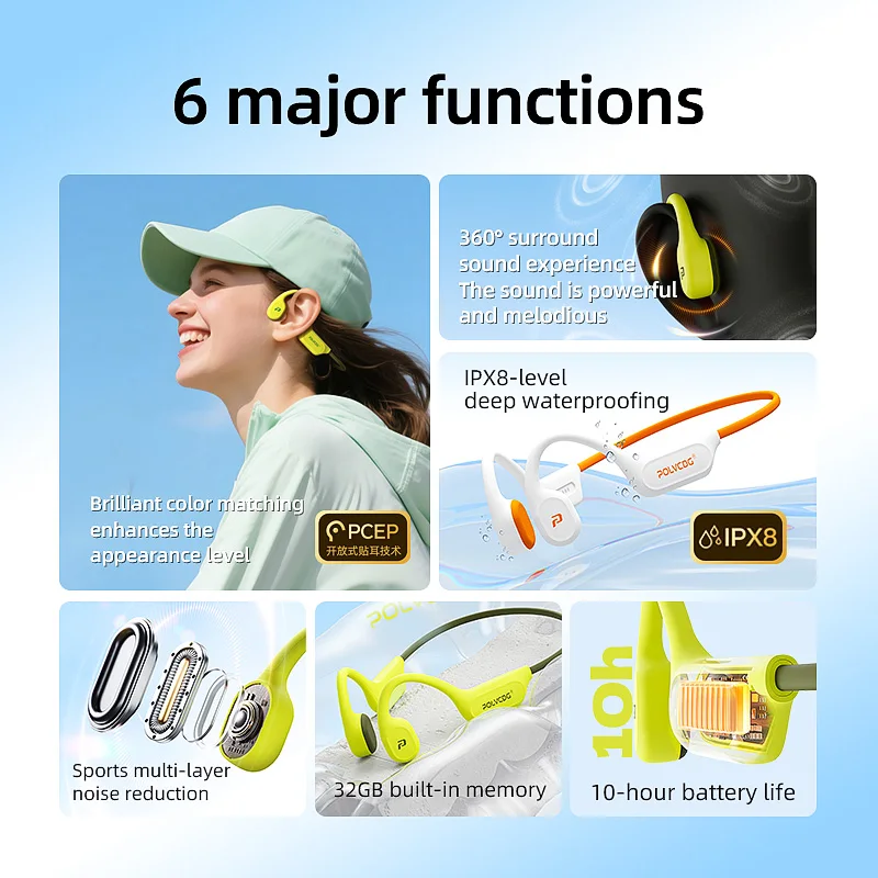 POLVCDG X9 Bone Conduction Ear - Bone Conduction Running Headphones ulasan dan harga