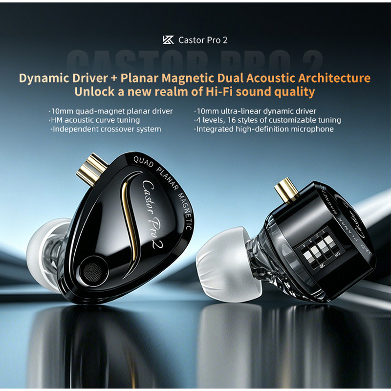 KZ Castor Pro 2 HiFi IEM Earph - Type C Wired Earphones With Mic ulasan dan harga