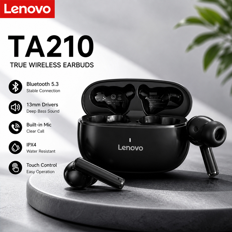 New Lenovo TA210 Bluetooth Wir - Anc Wireless Over Ear Headphones ulasan dan harga