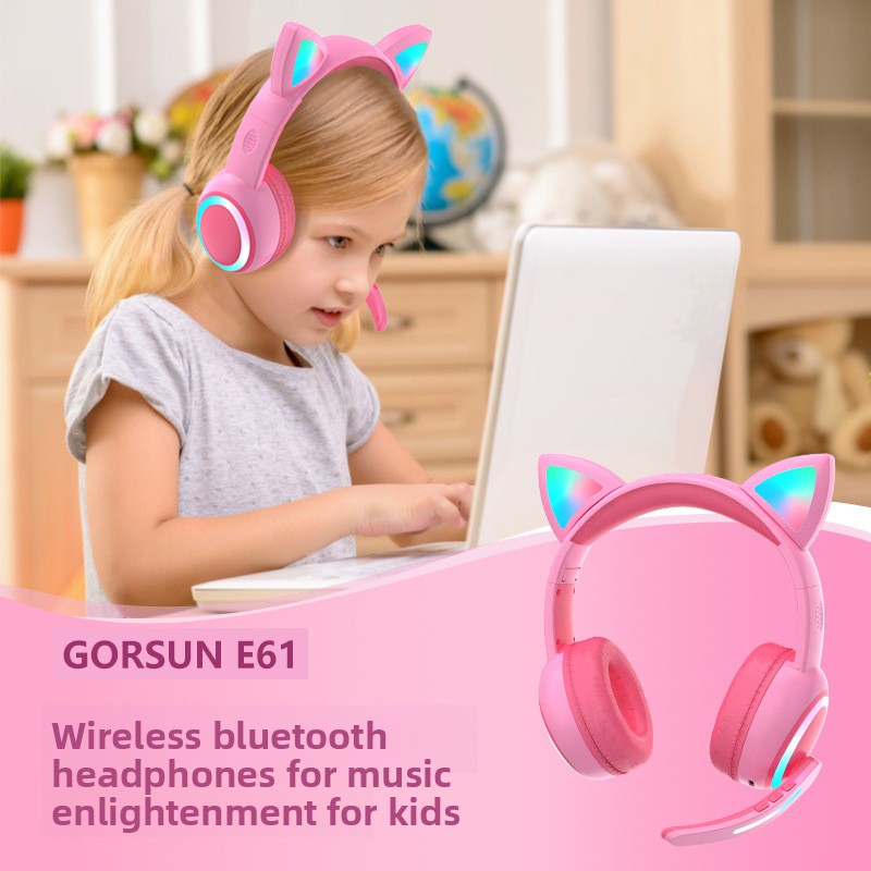 Bluetooth Headphones Cat Ear D - Cat Ear Bluetooth Headset Led ulasan dan harga