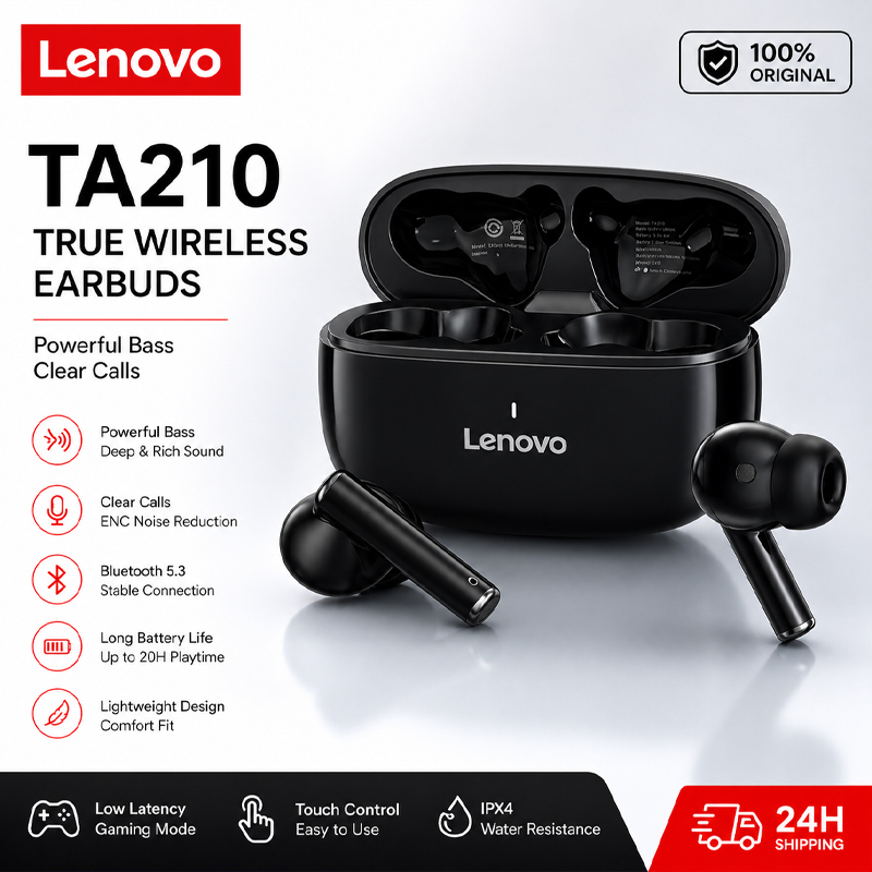Lenovo TA210 Bluetooth Wireles - Anc Wireless Over Ear Headphones ulasan dan harga